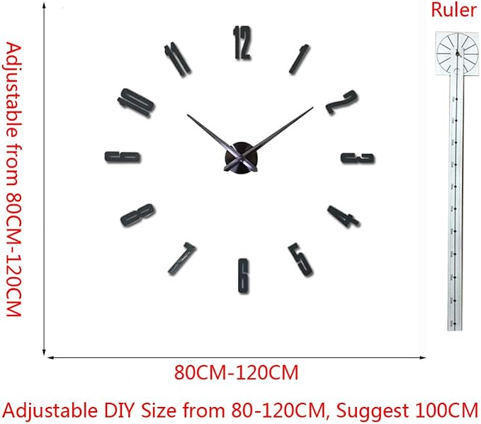 DIY 3D Wall Clock Large Frameless Watch Mirror Surface Wall Art Clock - Image 3