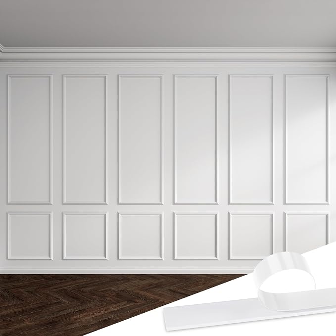 Pangda Peel and Stick Wall Molding Kit, 3D Premade Accent Molding Wainscoting by Pangda