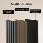 EVERECO 6 Pack Wood Panels for Wall 94.5" × 7.87" Acoustic Soundproof Wall Slat - Image 4