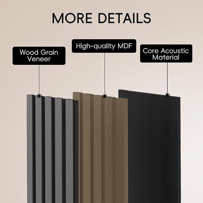 EVERECO 6 Pack Wood Panels for Wall 94.5" × 7.87" Acoustic Soundproof Wall Slat - Image 4