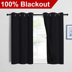 NICETOWN Black 100% Blackout Curtains 45 inches Length, 2 Thick Layers - Image 2