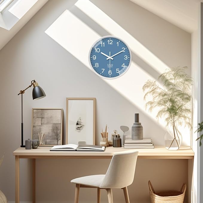 XNM Blue Minimalist Wall Clocks Battery Operated 8 Inch Classic Analog Clock - Image 5