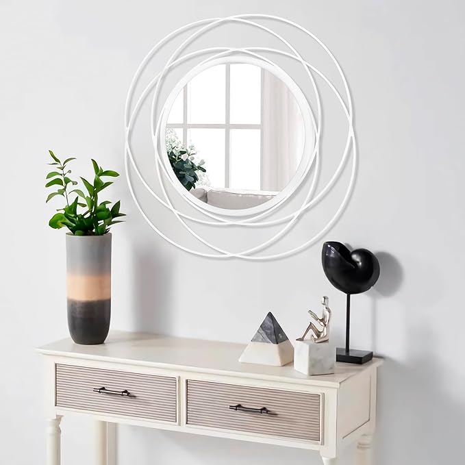 White Art Circle Mirror for Wall - Image 5