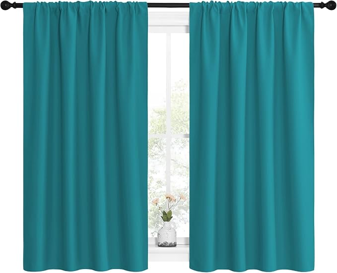 NICETOWN Peacock Blue Blackout Curtains Panels - Image 2