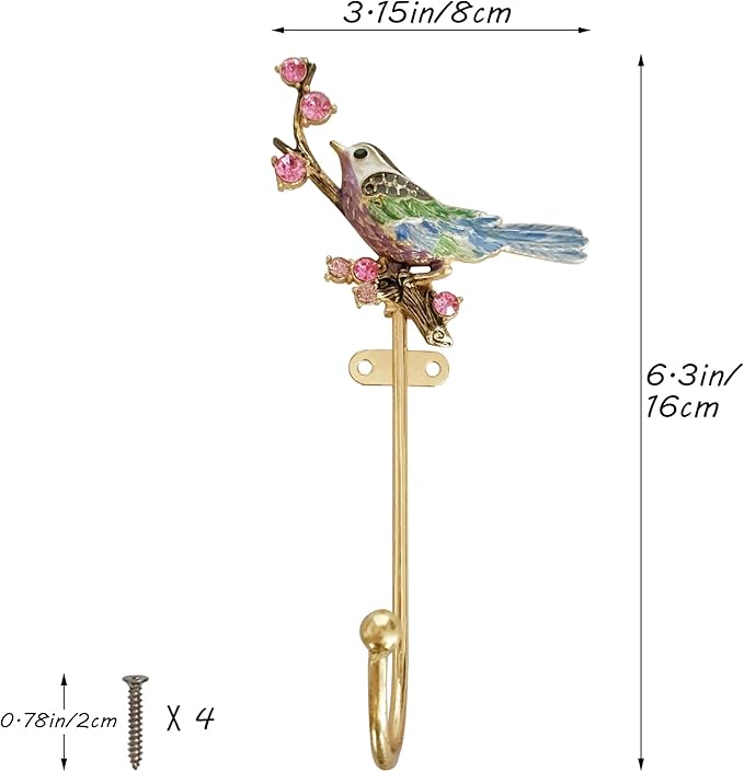 2 Pack Decorative Wall Hooks, Vintage Bird Shaped Metal Wall Hook - Image 2