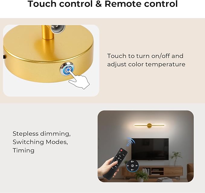 GvvooHome Battery Operated Wall Sconces Set of 2, 10000mAh Wireless - Image 6