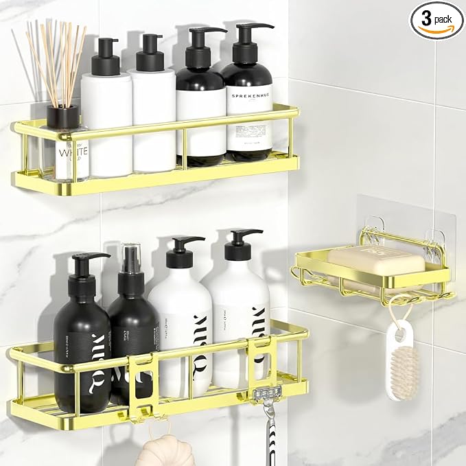 YASONIC Shower Caddy Adhesive, No Drill Bathroom Shower Organizers, by YASONIC