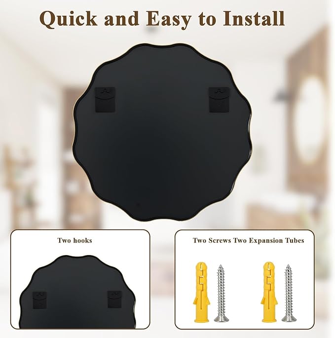 VooBang Gold Scalloped Circle Mirror, Hanging Leaning - Image 9