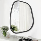 Asymmetrical Mirror for Wall Irregular Oval Wood Frame Modern Unique Accent by HLFMVWE