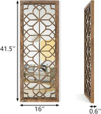 Set of 2 16x41.5 Inch Large Carved Floral Wood Frame Wall Mirrors, Shatterproof - Image 2