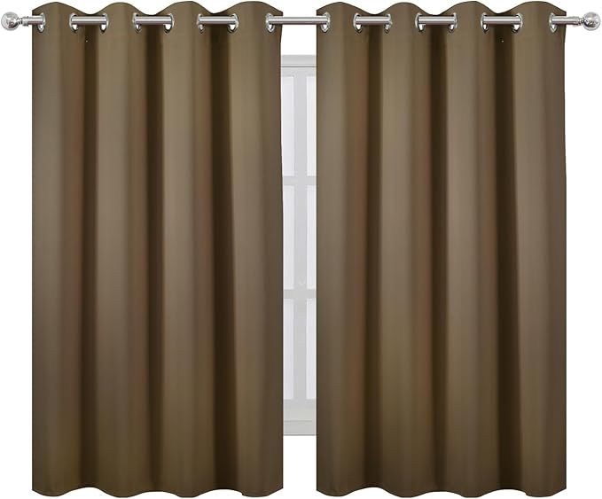 LEMOMO Brown Thermal Blackout Curtains/52 x 54 Inch/Set of 2 Panels Room - Image 2