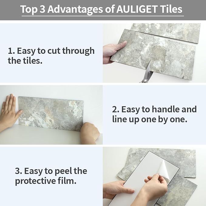 AULIGET 2-Piece Peel and Stick Backsplash Wall Tiles - Image 7