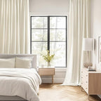 MIULEE Beige White Back Tab Blackout Curtains 120 Inch Long 2 Panels Set - Image 2