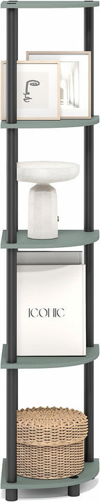Furinno Turn-N-Tube Corner Shelf, 5-Tier Corner Bookshelf, Open Storage Shelves - Image 6