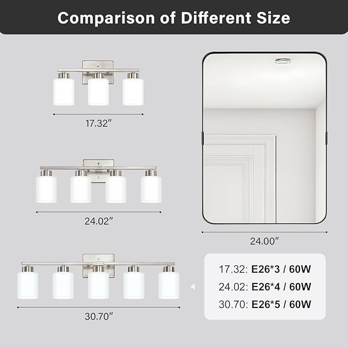 FonmYim Brushed Nickel Bathroom Light Fixtures, 4-Light Modern Vanity Light - Image 7