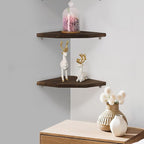 Joiishom Wood Corner Wall Shelves Set of 2, Solid Wood Corner Floating Shelves - Image 2