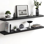 Homeforia Floating Black Shelf 42 inch, High End Solid Real Wood 42 inches Long by Homeforia