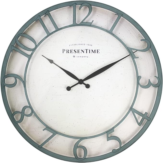 Presentime & Co 21" Farmhouse Series Wall Clock, Vintage Style, Retro Clock by Presentime