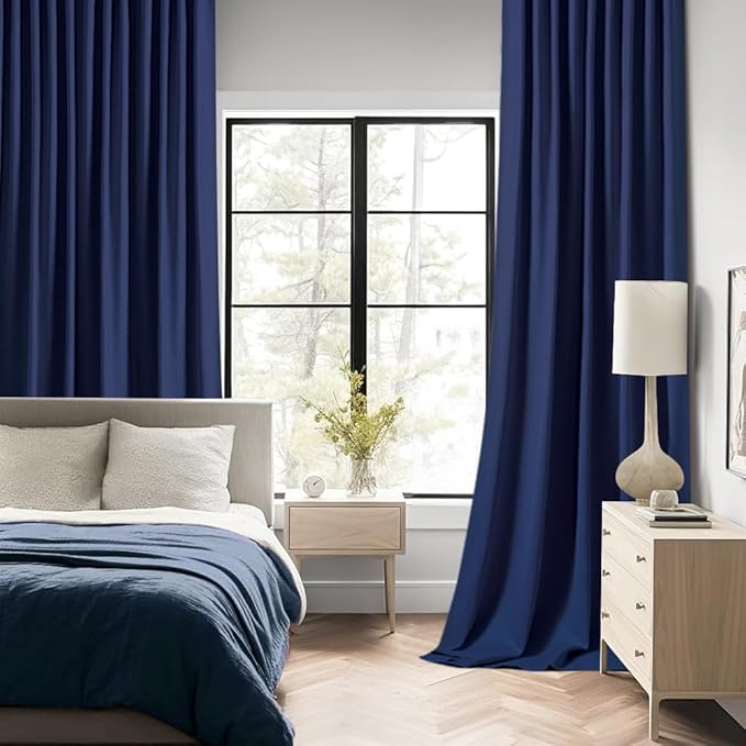 MIULEE Navy Blue Back Tab Blackout Curtains 72 Inches Long 2 Panels Set - Image 2