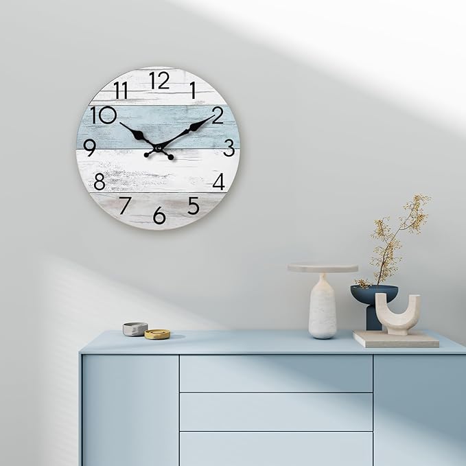 KECYET Wall Clock Silent Non-Ticking Wooden Clocks Battery Operated 12 Inch - Image 7