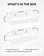 Nieifi Shower Caddy Shelf with Hooks Storage Rack Organizer Adhesive Stainless - Image 7