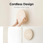 mooas Wood Moon Cordless Digital LED Wall Clock, Time Week Temperature & - Image 3