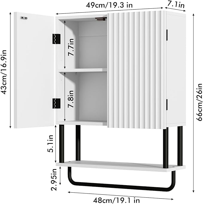 RUSTOWN Fluted Bathroom Wall Cabinet - Image 3