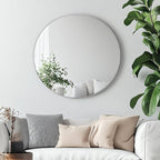 Oruii Silver Round Mirror, Round Mirror 24 inch Brushed Nickel, Circle Wall - Image 6