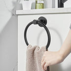 SetSail Towel Holder for Bathroom Wall Matte Black Towel Ring Stainless Steel - Image 7
