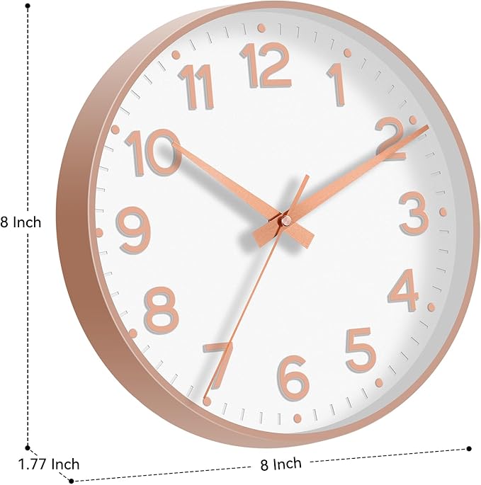 Roymnie Wall Clock, Silent Wall Clocks Battery Operated 8 Inch-Modern Non - Image 3