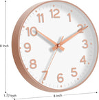 Roymnie Wall Clock, Silent Wall Clocks Battery Operated 8 Inch-Modern Non - Image 3