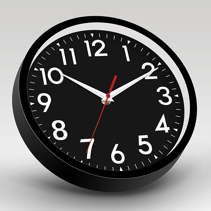 DAXSMY Wall Clock Black Battery Operated 10 Inch Simpel Silent Non Ticking - Image 4