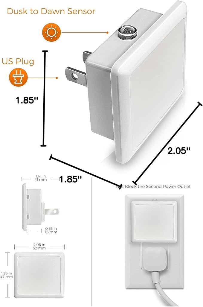 L LOHAS LED Night Lights Plug into Wall 2-Pack, 0.3W Plug in Night Light - Image 8