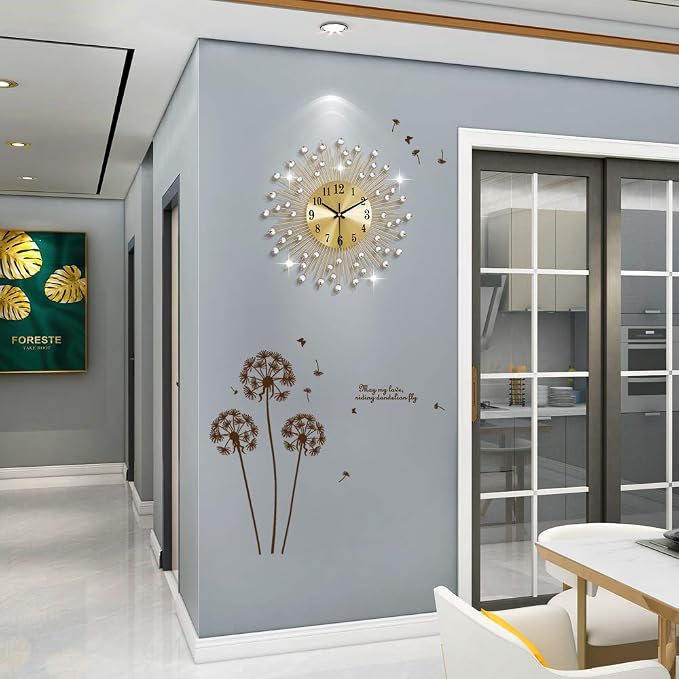 Large Wall Clocks for Living Room Decor Modern Gold Silent Wall Clock Battery - Image 3