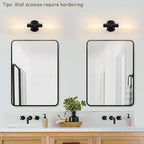 Wall Sconces Set of Two, Hardwired Matte Black Bathroom Sconces Wall Lighting - Image 5