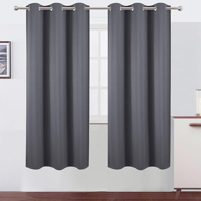 LEMOMO Grey Blackout Curtains 42 x 72 Inch Length/Set of 2 Curtain by Lemomo