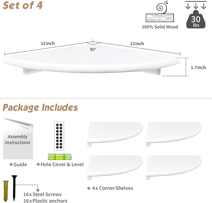 Forbena Corner White Floating Book Shelves - Image 2