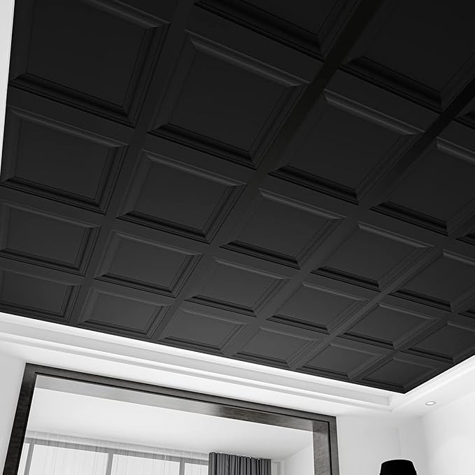 Art3d 24-Pack Square Drop Ceiling Tile 2ft x 2ft in Black, PVC Ceiling Panel 24 - Image 3