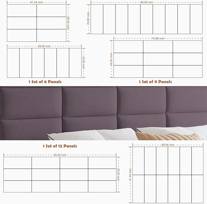 IFNOW Wall Mounted Upholstered Headboard King, 3D Peel and Stick Soundproof - Image 6