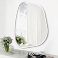 Irregular Wall Mirror Asymmetrical White Mirror Modern Wood Frame Unique Shape by HLFMVWE