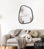 Asymmetrical Mirror Large 20"x16" Irregular Oval Wall Mirror Modern Wood Frame - Image 3