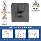 Fotosnow Black Adhesive Towel Hooks Heavy Duty Stick on Wall Hooks Shower Hooks - Image 6