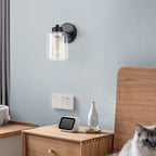 1-Light Bathroom Black Vanity Light Matte Black Wall Sconce Vintage - Image 2