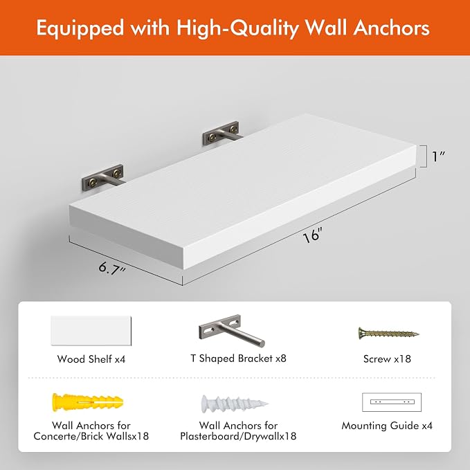 YUFLINX 16’’White Floating Shelves - Image 5