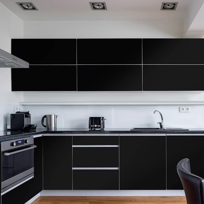 practicalWs 35.4 in x118 in Black Wallpaper Peel and Stick Wallpaper Shelf - Image 7