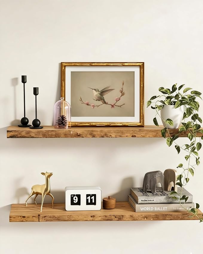 InSimSea Gold Bamboo Framed Canvas Wall Art, Vintage Spring Bird Paintings - Image 2