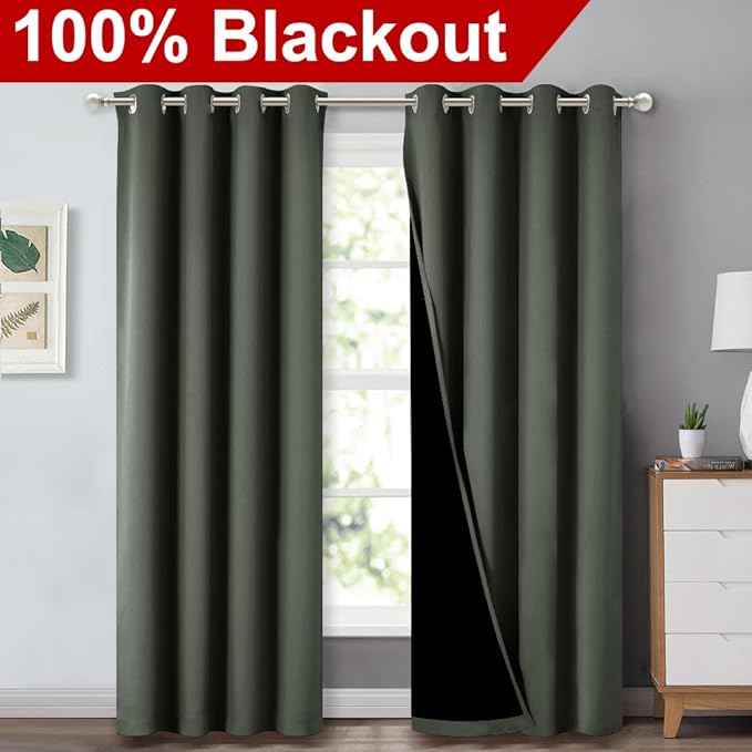 NICETOWN 100% Blackout Curtains 84 inches Long, Pair of Energy Smart & Noise - Image 2