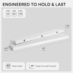 Homeforia White Floating Shelves 42 inch, High End Solid Real Wood 42inch - Image 2