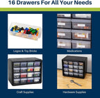 Akro-Mils 16-Drawer Plastic Storage Cabinet | 10-1/2 x 6-1/2 x 8-1/2 Inch | - Image 5