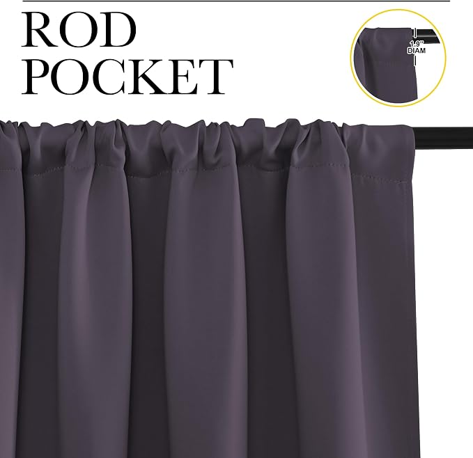 NICETOWN Window Curtains Blackout Drapes, 1 Pair, 52 by 72-Inch, Thermal - Image 2
